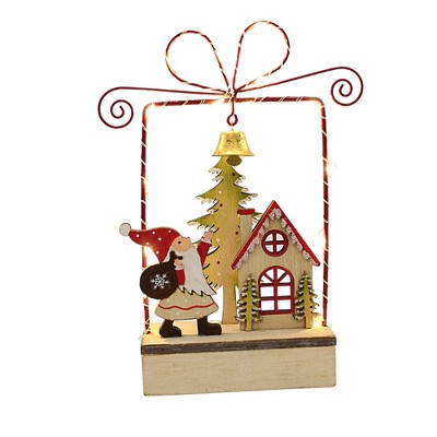 Option 2 7.0 Inch Wire Frame Santa Table Scene , House Tree Led Lighted Wire (1PC)