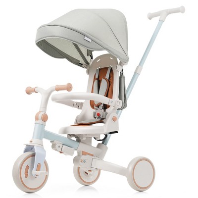 HOMEFUN 7 in 1 Baby Tricycle, Foldable Toddler Tricycle with Removable and Adjustable Parent Handle