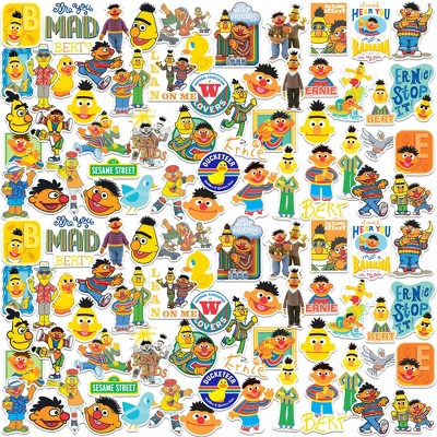 Sesame Street Bert & Ernie 100ct Vinyl Large Deluxe Stickers Variety Pack