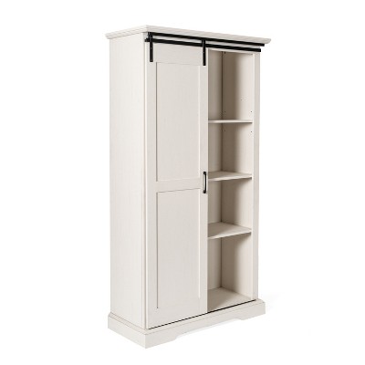 Merrick Lane Farmhouse Storage Cabinet, Semi-Open Storage with Sliding Barn Door