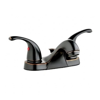 HomePointe Center Set Lavatory Faucet with Pop Up, 1.2 GPM Flow Rate, and 2 Low Arc Zinc Lever Handles for Temperature Control, Brushed Bronze