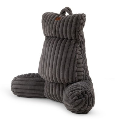 Amelie Home Faux Fur Backrest Reading Pillow with Pockets