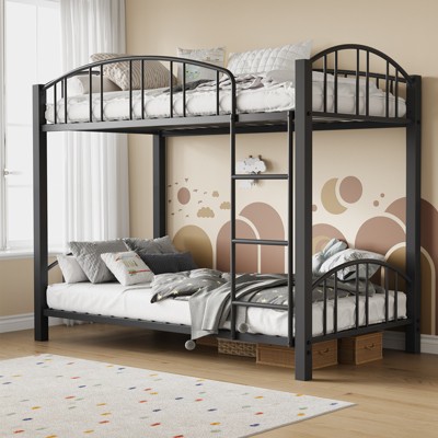 WhizMax Metal Bunk Bed Twin Over Twin, Heavy Duty Bunkbeds Frame with Arched Guardrail and Ladder, Space-Saving, No Box Spring Needed, Black