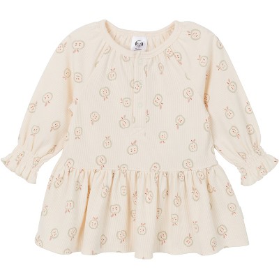 Gerber Baby Girls Long Sleeve Dress, Apples