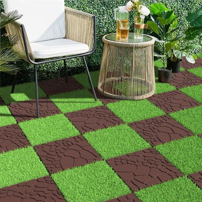 Stone texture 12" Patio Deck Tiles, 44 Pcs DIY Module Interlocking Decking Tiles Floor Tile