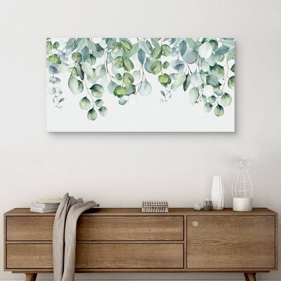 24" x 48" Eucalyptus Panel by Belle Maison Unframed Wall Canvas - Masterpiece Art Gallery: Modern Botanical Decor, Ready to Hang