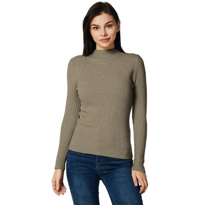 Zilpu  Lightweight Ribbed Mock Turtleneck for Women - Slim Fit