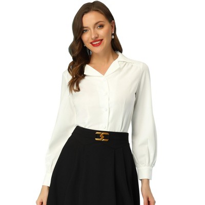 INSPIRE CHIC Women's Vintage Collared Long Sleeve Work Button Down Shirt