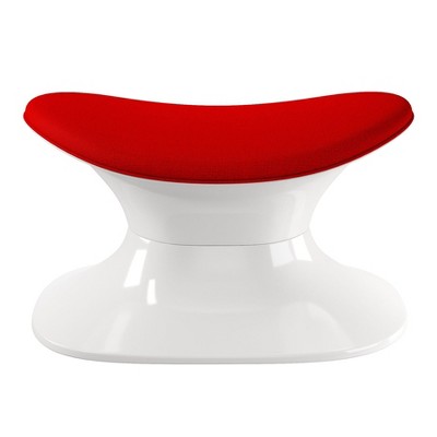 HomeRoots 21" Red and White Wool And Fiberglass Contempo Footstool Ottoman