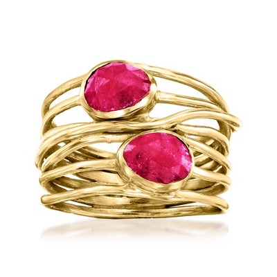 Ross-Simons 1.40 ct. t.w. Ruby Multi-Row Ring in 18kt Gold Over Sterling