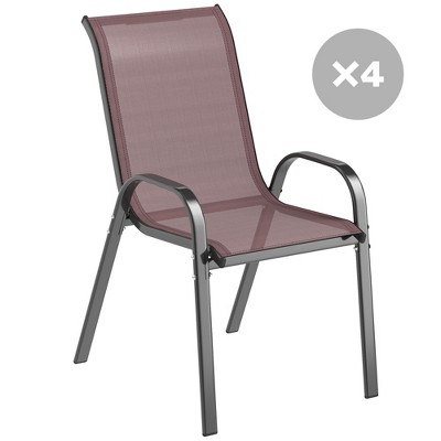 Outsunny Outdoor Dining Chairs Set of 4, Stackable Outdoor Patio Chairs with High Back, Breathable Mesh Seat for Garden Lawn Backyard