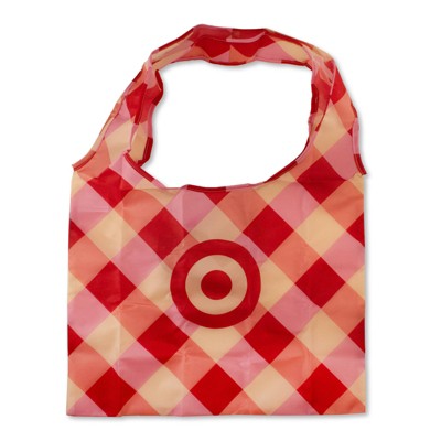 Reusable Bag Foldable Pocket Bag Summer Cherry Plaid