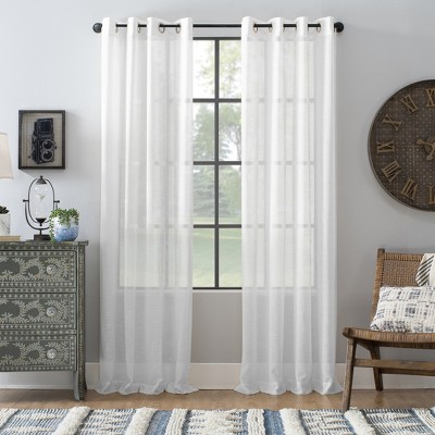 Slub Textured Sheer Linen Blend Grommet Top Curtain - Archaeo