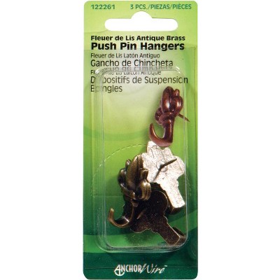 Hillman AnchorWire Antique Brass Push Pin Picture Hook 20 lb 3 pk (Case of 10)