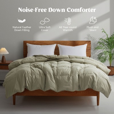 Peace Nest Ultra Soft Noiseless Down Comforter, Natural All Season Duvet Insert