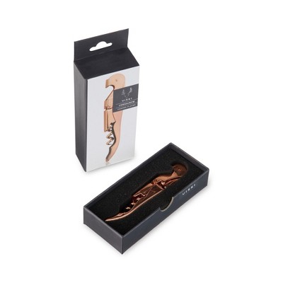 Viski Copper Double Hinged Corkscrew Wine Bottle Opener and Foil Cutter, Waiter’s Corkscrew Wine Key, 4.75"