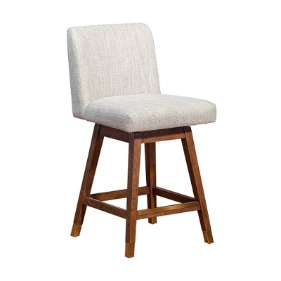 Armen Living Basila Wood Finish with Fabric Swivel Counter Height Barstool