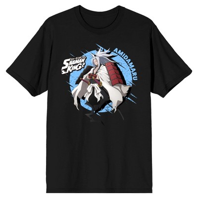 Shaman King Samurai Spirit Amidamaru Crew Neck Short Sleeve Men's Black T-shirt