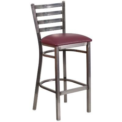 Emma and Oliver Clear Coated Ladder Back Metal Restaurant Dining Barstool