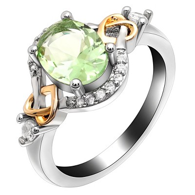 Ivette Birthstone Statement Ring Blue Two Tone Plate Women Ginger Lyne Collection