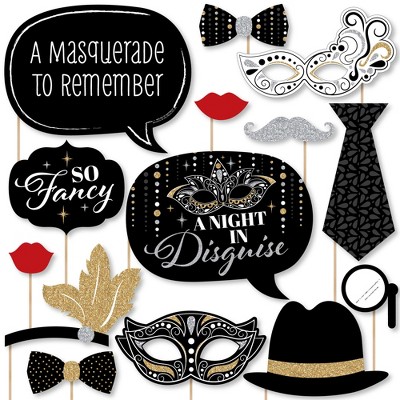 Big Dot of Happiness Masquerade - Carnival Mask Party Photo Booth Props Kit - 20 Count