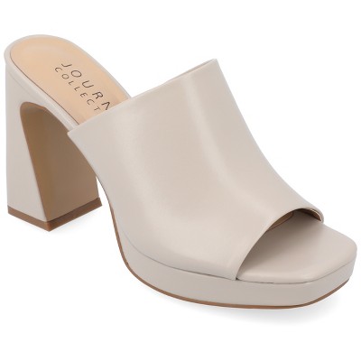 Journee Collection Women's Ezzlynn Structured Heel Slip On Platform Sandals