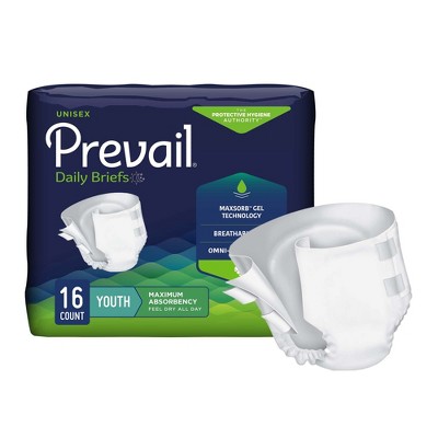 Prevail Daily Briefs Youth Youth Incontinence Brief XS Heavy Absorbency Breathable, PV-015, Maximum, 96 Ct