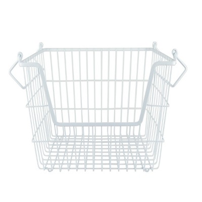 Metal Basket White Rectangle Large 13X10X11