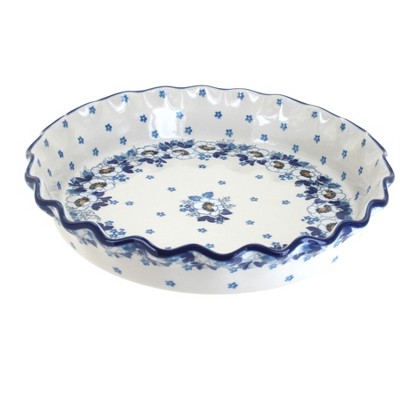 Blue Rose Polish Pottery 636 Ceramika Artystyczna Pie Plate