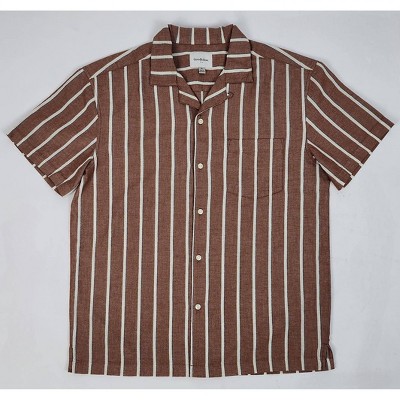 Men's Short Sleeve Striped Camp Button-Down Shirt - Goodfellow & Co™