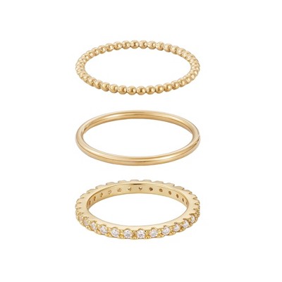 Adornia 14k Gold Plated 3-Band Eternity Band Set