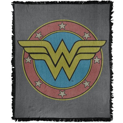DC WW Vintage Emblem Blanket 50"x60" Woven Tapestry