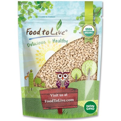 Organic Sunflower Seeds - Hulled, Raw, Non-GMO, Dried Kernels, Unsalted, Kosher, Vegan, Keto, Paleo, Sirtfood, Bulk