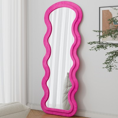 Grungis Flannel Wave Full Length Mirror with Stand,Floor Mirror for Hanging or Against the Wall for Bedroom Living Room