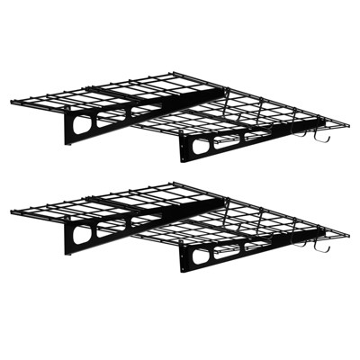 2-Pack Garage Wall Shelves,Heavy Duty Floating Shelves, 150 Lbs Load Capacity Wall Mounted Garage Tool Organizer, Ideal for Shed, Black
