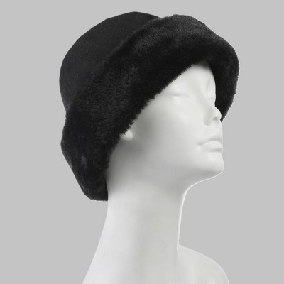 Isotoner Recycled Microsuede Fur Trim Hat - Black