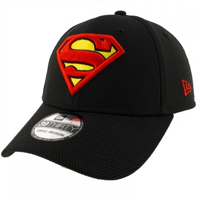 Adult Superman Classic Logo Black Colorway New Era 39Thirty Fitted Hat