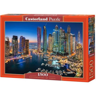 1500 Piece Jigsaw Puzzle, Skyscrapers of Dubai, Citi lights, Emirates, Adult Puzzles, Castorland C-151813-2
