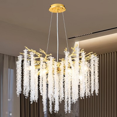 BAOURE 8 Light 23-in Crystal Tree Branches Chandeliers Gold Luxury  Pendant Light Fixture  for Dining Room Bedroom Living Room Entryway