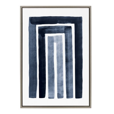 23" x 33" Sylvie MCM Abstract Rainbow Indigo Framed Wall Canvas Gray - Kate & Laurel All Things Decor: Modern Decor, Digital Art