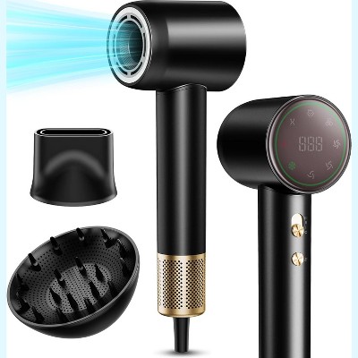 SUGIFT Hair Dryer - Negative Ionic Blow Dryer with High Speed Brushless Motor for Fast Drying, LCD Display Hair Dryer with Diffuser and Nozzle