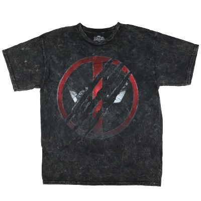 Seven Times Six Marvel Shirt Mens Deadpool And Wolverine Logo Acid Wash Graphic Tee Black