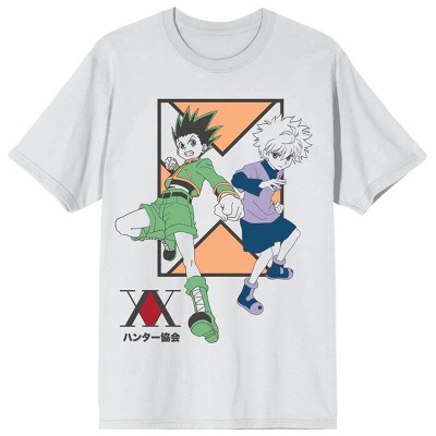 Hunter X Hunter Gon Freecss & Killua Tricolor Graphic Crew Neck Short Sleeve Men's White T-shirt