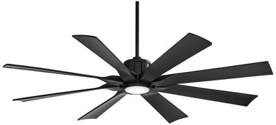 60" Possini Euro Design Defender Modern Indoor Outdoor Ceiling Fan with Dimmable LED Light Remote Control Matte Black Damp Rated for Patio Exterior