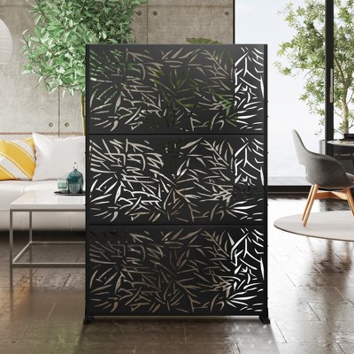 Dovelina 72"x47" Metal Privacy Screen 3 Panels Freestanding Partitions and Room Divider