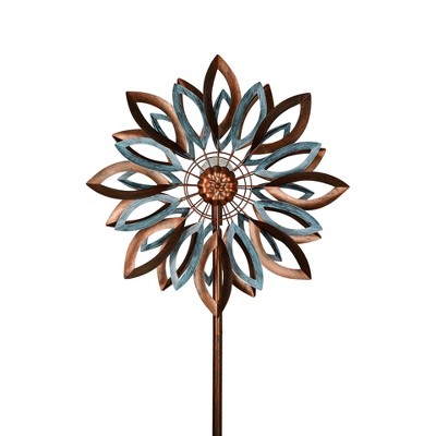 Cyan Oasis 87-Inch Water Lily Solar Wind Spinner