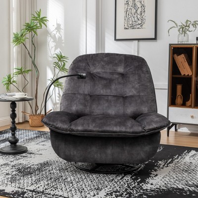Oversized Recliner Swivel Rocking Recliner Chair Swivel Glider Recliner With Phone Holders Extra Wide Velvet Recliner Sofa-Cuddlewood