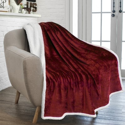 PAVILIA Premium Faux Shearling Fleece Throw Blanket for Bed, Reversible Warm Blanket for Couch Sofa