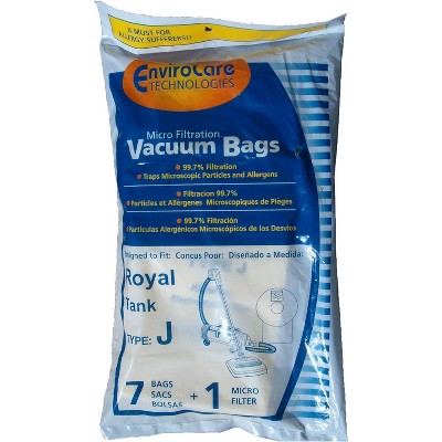 EnviroCare Replacement Micro Filtration Vacuum Cleaner Dust Bags for Royal Tank Type J 7 Pack and 1 Filter