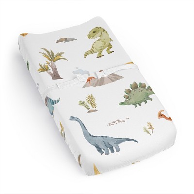 Sweet Jojo Designs Boy Changing Pad Sheet Watercolor Dinosaur Dino Multicolor